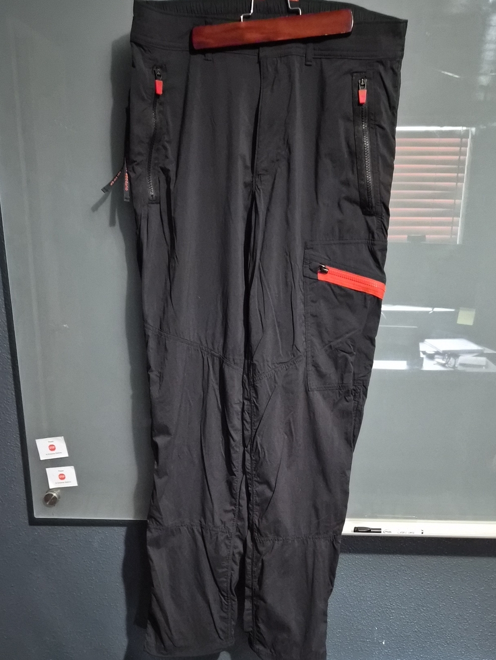 REI Men's Black Hiking Pants with Red Accent